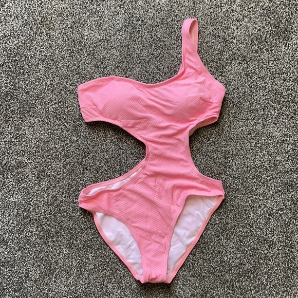 Pink One Shoulder Cut Out One Piece Swimsuit - Picture 8 of 8
